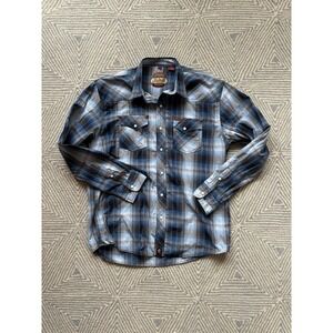 Rafter X‎ Red Dirt Collection Western Snap Long Sleeve Button Shirt Blue/Gray XL